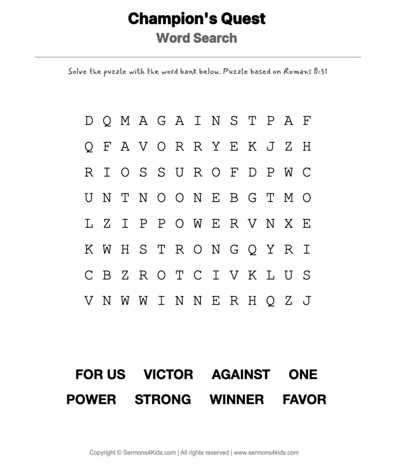 God's Team word-search